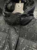 Fendi New Full Dark Pattern Double F Hooded Down Jacket