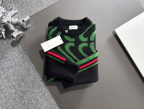Gucci Unisex Fashion Contrast Twisted Logo Jacquard Casual Versatile Sweater