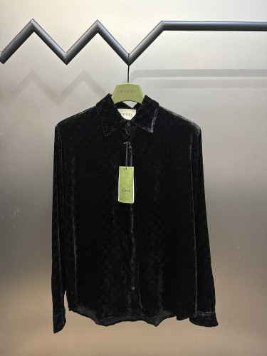 Gucci New Double G Jacquard Letter Velvet Shirt