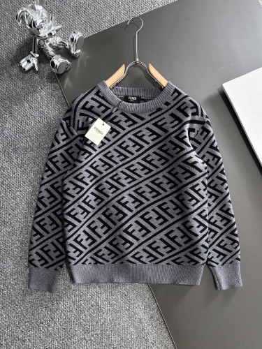 Fendi Unisex Classic Full Logo Jacquard Casual Sweater