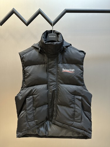 Balenciaga Classic Cola Logo Printed Hooded Vest Cotton Jacket