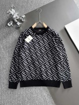 Fendi Unisex Classic Full Logo Jacquard Casual Sweater