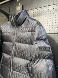 Dior Classic Couple 3D Dark Pattern Vintage Stand Up Collar Down Jacket