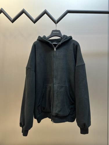 Balenciaga Retro Street View Printed Washed Zipper Hoodie Casual Sweatshirt