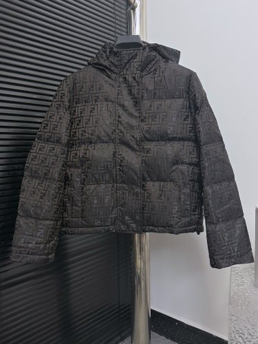 Fendi New Couple FF Jacquard Hooded Down Jacket
