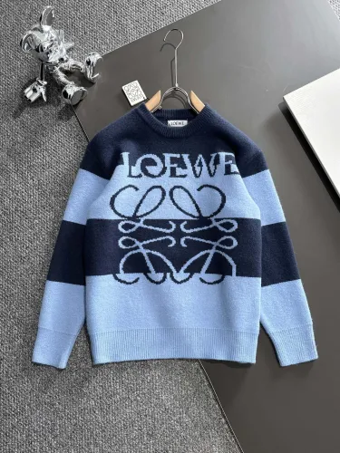 Loewe New Couple Fashion Color blocked Logo Jacquard Casual Versatile Sweater