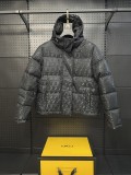 Fendi New Full Dark Pattern Double F Hooded Down Jacket