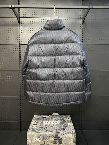 Dior Classic Couple 3D Dark Pattern Vintage Stand Up Collar Down Jacket