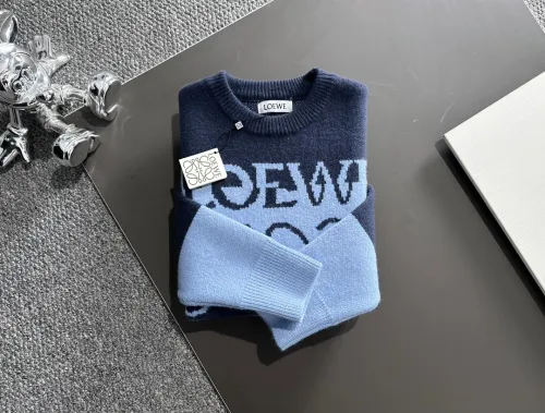 Loewe New Couple Fashion Color blocked Logo Jacquard Casual Versatile Sweater