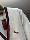 Gucci New Classic Embroidered Logo Striped Jacquard Cardigan Sweater