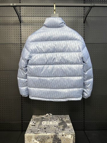 Dior Classic Couple 3D Dark Pattern Vintage Stand Up Collar Down Jacket