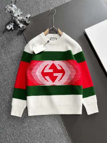 Gucci Unisex New Fashion Contrast Stripe Double G Jacquard Casual Sweater