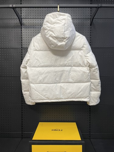 Fendi New Full Dark Pattern Double F Hooded Down Jacket