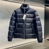 Dior Unisex Classic Dark Pattern Vintage Stand Up Collar Down Jacket