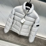 Dior Unisex Classic Dark Pattern Vintage Stand Up Collar Down Jacket