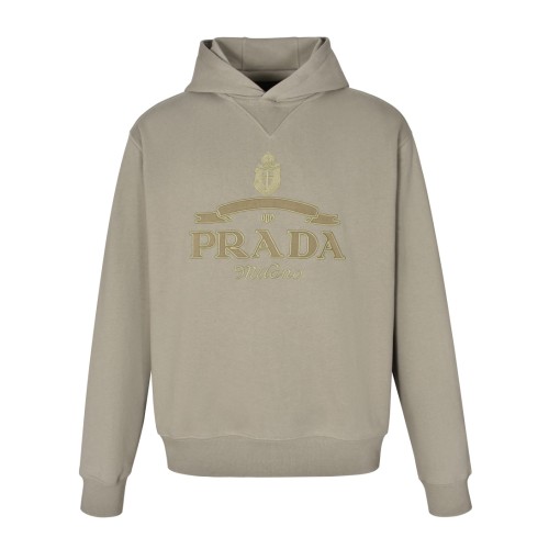 Prada New Patchwork Embroidered Water Washed Hoodie Unisex Casual Loose Sportswear