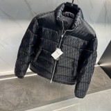 Dior Unisex Classic Dark Pattern Vintage Stand Up Collar Down Jacket