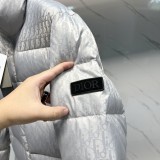 Dior Unisex Classic Dark Pattern Vintage Stand Up Collar Down Jacket