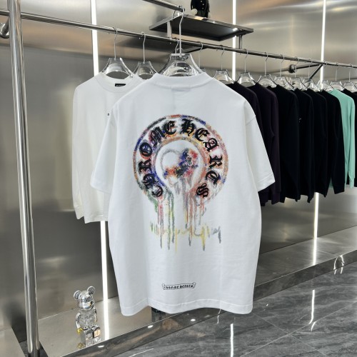 Chrome Hearts New Personalized Horseshoe Cross Printed T-shirt Unisex Casual Versatile Short Sleeve