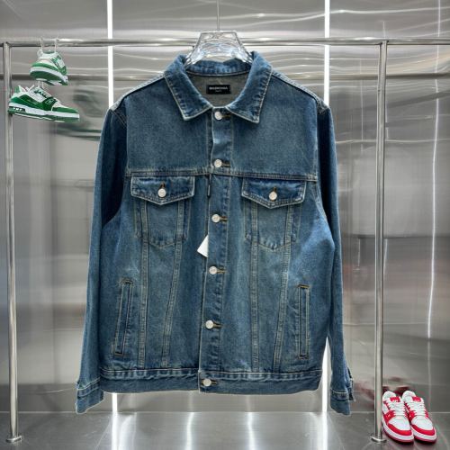 Balenciaga New Fashion Diamond Crown Casual Denim Jacket Coat