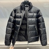 Dior Unisex Classic Dark Pattern Vintage Stand Up Collar Down Jacket