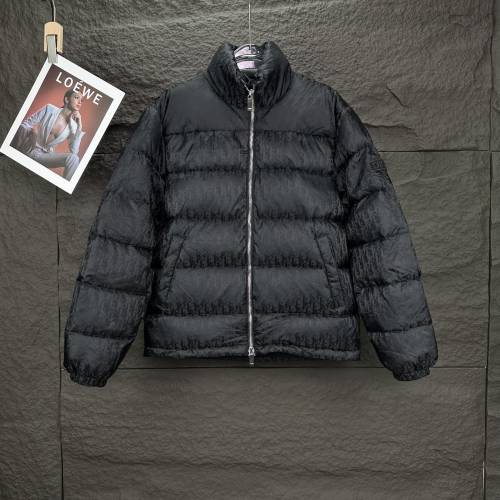 Dior New Dark Pattern Full Print Logo Couple's Casual Stand Up Down Jacket