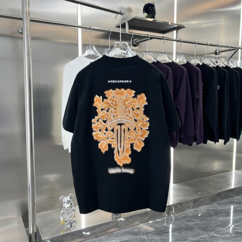 Chrome Hearts New Embroidered Sanskrit T-shirt Unisex Casual Versatile Short Sleeve