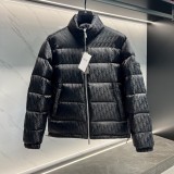 Dior Unisex Classic Dark Pattern Vintage Stand Up Collar Down Jacket