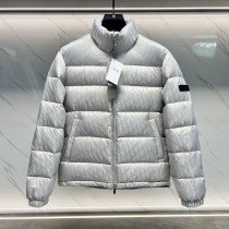 Dior Unisex Classic Dark Pattern Vintage Stand Up Collar Down Jacket