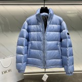 Dior Unisex Classic Dark Pattern Vintage Stand Up Collar Down Jacket