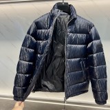 Dior Unisex Classic Dark Pattern Vintage Stand Up Collar Down Jacket