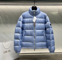 Dior Unisex Classic Dark Pattern Vintage Stand Up Collar Down Jacket