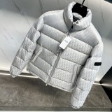 Dior Unisex Classic Dark Pattern Vintage Stand Up Collar Down Jacket