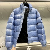 Dior Unisex Classic Dark Pattern Vintage Stand Up Collar Down Jacket