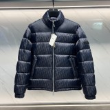 Dior Unisex Classic Dark Pattern Vintage Stand Up Collar Down Jacket