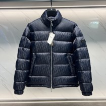 Dior Unisex Classic Dark Pattern Vintage Stand Up Collar Down Jacket
