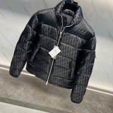 Dior Unisex Classic Dark Pattern Vintage Stand Up Collar Down Jacket