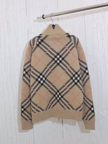 Burberry Couple New Classic Checkered Cashmere Zipper Sweater Jacket