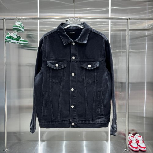Balenciaga New Fashion Diamond Crown Casual Denim Jacket Coat