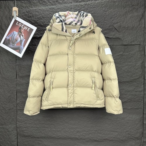 Burberry New Couple Detachable Sleeve Double Wear Couple Hooded Down Jacket