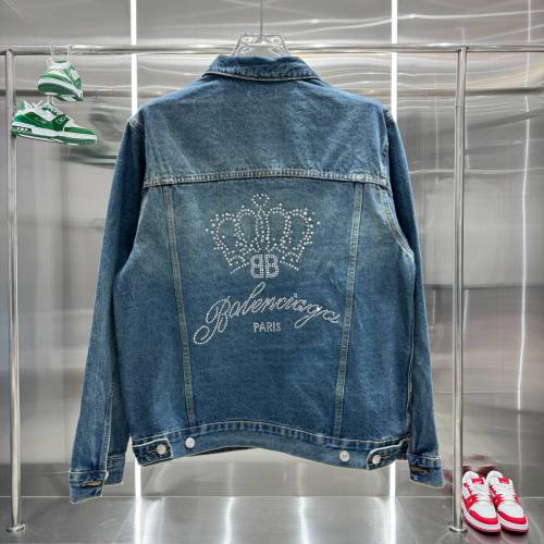 Balenciaga New Fashion Diamond Crown Casual Denim Jacket Coat
