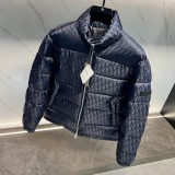Dior Unisex Classic Dark Pattern Vintage Stand Up Collar Down Jacket