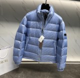 Dior Unisex Classic Dark Pattern Vintage Stand Up Collar Down Jacket