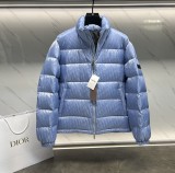 Dior Unisex Classic Dark Pattern Vintage Stand Up Collar Down Jacket