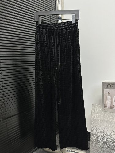 Fendi Women's Classic Full Print FF Wide Leg Pants