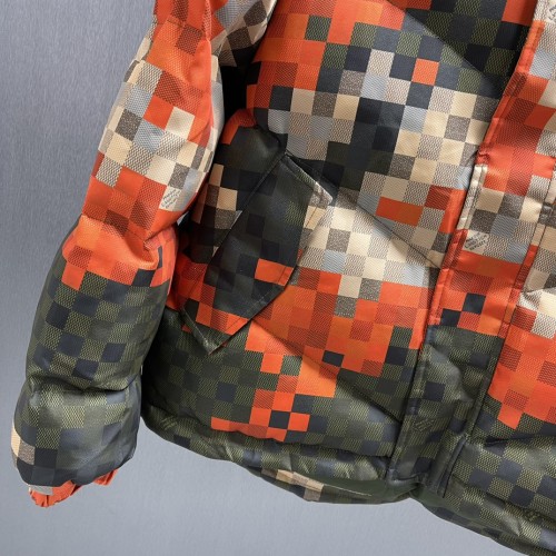 Louis Vuitton Fashion Mosaic Hooded Down Cotton Jacket Coat