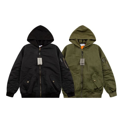 Balenciaga Classic Zipper Hooded Flight Jacket Cotton Jacket
