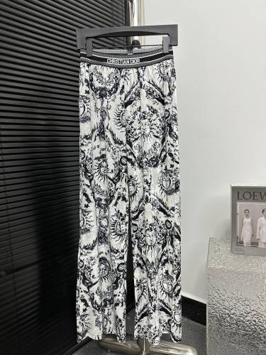 Dior Women's Classic Full Print Versatile Wide Leg Pants