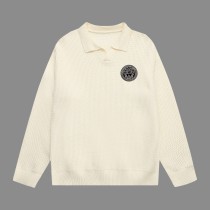 Versace New Collar Triangle Logo Flip Collar Wool Sweater