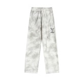 Louis Vuitton Unisex Classic Embroidered Logo Wash Wide Leg Pants